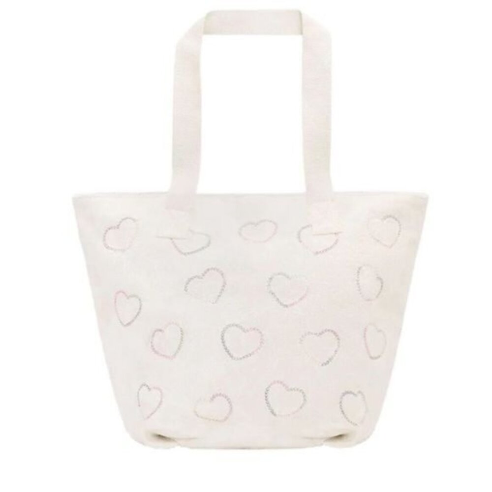 Stoney Clover Lane Terry Embroidered Hearts Zip Top Tote Bag